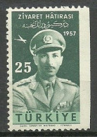 Turkey; 1957 Visit Of The King Of Afghanistan To Turkey 25 K. ERROR "Imperf. Edge" - Unused Stamps