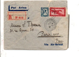 COCHINCHINE AFFRANCHISSEMENT COMPOSE SUR LETTRE AVION RECOMMANDEE DE SAIGON POUR LA FRANCE 1936 - Brieven En Documenten