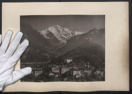 Fotografie Unbekannter Fotograf, Ansicht Interlaken, Blick über Den Ort Mit Alpenpanorama, Rückseite Trümmelbach  - Places