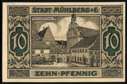 Notgeld Mühlberg A. E. 1921, 10 Pfennig, Am Altstädter Markt  - Lokale Ausgaben