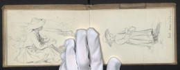 70 Handzeichnungen 1895, Salzburg, Axams, Innsbruck, München, Tracht, Personen, Künstler / In Winkelmann, Skizzenbuch  - Zeichnungen