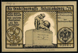 Notgeld Schmiedeberg I. R., 50 Pfennig, Ortsansicht Mit Der Schneekoppe, Kriegerdenkmal  - [11] Emisiones Locales