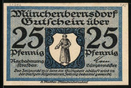 Notgeld Münchenbernsdorf I. Thür., 25 Pfennig, Teppiche, Decken Und Läufer  - Lokale Ausgaben