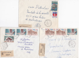 36995# LOT 3 LETTRES FRANCHISE PARTIELLE RECOMMANDE Obl HOMBOURG HAUT A MOSELLE CITE DES CHENES 1967 1968 Pour METZ 57 - Lettres & Documents