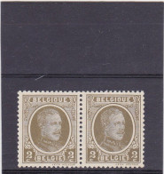 1922-COB 191-V5 2c Vlek Onder 2de E Van BELGIQUE-Tache Blanche Sous Le 2ème E De BELGIQUE In Paar-en Pair MNH - 1901-1930