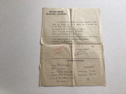 Ancien Document (1940) Réfugiés Belges De Lyon Autorisation De Rentrer En Belgique à Ses Risques Et Périls - Documents Historiques