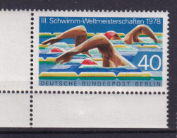 Berlin 571 Eckrand Links Unten Schwimm-Weltmeisterschaft 40 Pf Postfrisch - Other & Unclassified