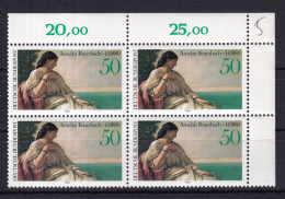 Bund 1033 Eckrand Rechts Oben 4er Block Doctor Todestag Anselm Feuerbach 50 Pf** - Sonstige & Ohne Zuordnung