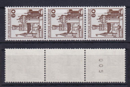 Bund 917 RM 3er Streifen Mit Nr. 005 Burgen+Schlösser 60 Pf Postfrisch - Roulettes