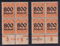 Deutsches Reich 2x Dienst D 95 Unterrand 4er Block 800 Tsd (M) Auf 30 Pf ** - Oficial