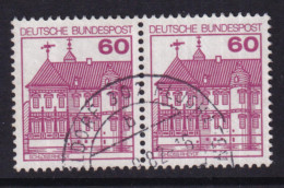 Bund 1028 Waagerechtes Paar Burgen+Schlösser 60 Pf Gestempelt - Autres & Non Classés