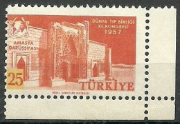 Turkey; 1957 11th Congress Of The World Medical Association 25 K. ERROR "Shifted Perf." - Unused Stamps