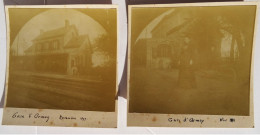 2 Photographies Originales GARE D'ORMOY-VILLERS OISE 1899 Chemins De Fer Train - Treinen