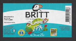 Etiquette De Bière Summer IPA  -  Britt  -  Brasserie De Bretagne à Coucarneau  (29) - Beer