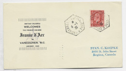 CANADA 3C SEUL SOLO LETTRE COVER  ENTETE FRENCH CRUISER C. HEX PERLE CROISEUR ECOLE  JEANNE D'ARC 6.1.1935 - Posta Marittima