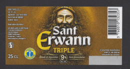 Etiquette De Bière Triple  -  Sant Erwann  -  Brasserie De Bretagne à Coucarneau  (29) - Beer