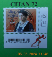 FRANCE 2024    ALICE  MILLIAT   ( 1884 - 1957 )    NEUF  OBLITERE  COIN DE FEUILLE - Gebruikt