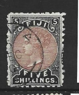 Fiji 1878 - 1890 5/- QV Reprint FU , Remainder Dec 00 Cancel - Fidschi-Inseln (...-1970)