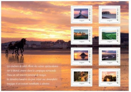 France 2024 Normandy Sunsets Lighthouse Castles Towns Sea Shore Set Of 8 Stamps In Block / Booklet MNH - Lighthouses