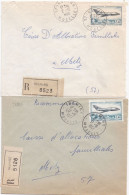 36999# LOT 2 LETTRES FRANCHISE PARTIELLE RECOMMANDE Obl INSMING MOSELLE 1967 1968 Pour METZ 57 - Covers & Documents