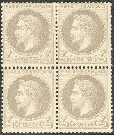 * No 27B, Gris Type II, Bloc De Quatre, Très Frais. - TB - 1863-1870 Napoleone III Con Gli Allori