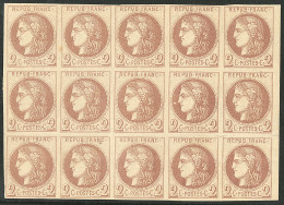 **  Bloc Report De 15 Ex. Report I. No 40A, Bloc De Quinze (9 Ex *), Pli Horizontal Dans Une Marge, Très Jolie Pièce. -  - 1870 Emisión De Bordeaux