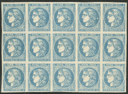 **  Bloc Report De 15 Ex. Report I. No 46A, Bloc De Quinze (9 Ex *), Qqs Défauts Mais Très Jolie Pièce, Rarissime - 1870 Emission De Bordeaux