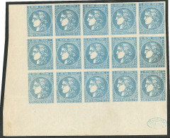 **  Bloc Report De 15 Ex. Report II. No 46B, Bloc De Quinze Cdf Avec "Contrôle TP" Et Grand Cachet De Contrôle Au Verso, - 1870 Emission De Bordeaux