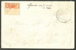 No 48 Coupé Verticalement, Grand Bdf (fente), Obl Gc 379 Sur Enveloppe De Beaulieu Sur Menoire Janv 71 Pour Moulins, Jol - 1870 Uitgave Van Bordeaux