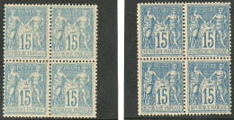 **  Nos 101, 101a, Tous Deux En Bloc De Quatre. - TB - 1876-1878 Sage (Typ I)