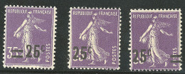 * Variétés. Nos 218b**, 218d, 218e. - TB - Autres & Non Classés