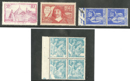 **  Variétés. Nos 290a*, 342*, 368d Paire Verticale Bdf, 650c Bloc De Quatre Bdf. - TB (N°SM) - Otros & Sin Clasificación