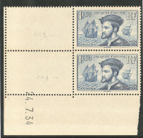 **  Cartier. Type II. No 297a En Paire Verticale Cdf Daté 24.7.34 Avec Normal. - TB - Sonstige & Ohne Zuordnung