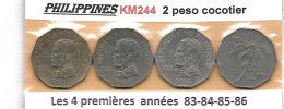 PHILIPPINES  2 PESOS Cocotier  KM 244 , Les 4 Premières Années  1983 à 1986,  TTB - Philippines