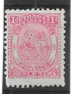 TONGA 1892 1d BRIGHT ROSE SG 10a LIGHTLY MOUNTED MINT Cat £20 - Tonga (...-1970)