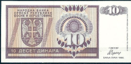 BOSNIEN - HERZEGOWINA - BOSNIA – HERCEGOVINA - 10 DINARA 1992  - SIN CIRCULAR - UNZ. - UNC. - Bosnia And Herzegovina