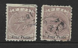 Fiji 1878 - 1890 4d Surcharge On 2d Lilac VR & Crown 2 Examples Average Used - Fiji (...-1970)