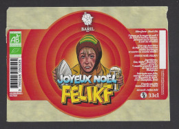 Etiquette De Bière  -  Joyeux Noël Felikf  -  Brasserie Du Baril à Brest (29) - Cerveza