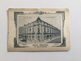 Ancienne Publicité Paris Hôtel Montréal 37, Rue D’Hauteville  Avec Tarif Et Plan - Reclame