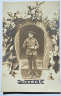 CARTE POSTALE - FRANCE - MILITARIA - PHOTO - SOLDAT - FER A CHEVAL - SOUVENIR SU RHIN - ANNEE 30 - Documentos