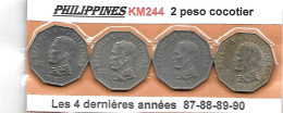 PHILIPPINES  2 PESOS Cocotier  KM 244 , Les 4 Dernières  Années  1987 à 1990,  TTB - Filipinas