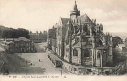 FRANCE - Eu - L'église Saint Laurent Et Le Château - LL - Animé - Carte Postale Ancienne - Eu