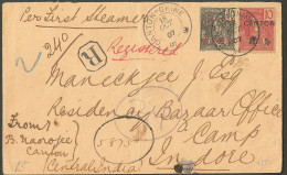 Lettre Cad "Canton-Chine" Oct 1907 Sur Canton 37 + 43 Sur Enveloppe Recommandée Pour L'Inde, Arr. Tuticorin (Thoothukudi - Altri & Non Classificati