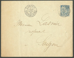 Lettre Cad "Cantho/chine" Avril 91 Sur Enveloppe Entier 15c Bleu, Pour Saigon. - TB - Sonstige & Ohne Zuordnung