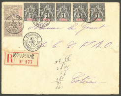 Lettre Cad "Kouandé" Déc 1913 Sur N°3 Paire + 6 (bande De Trois + Deux), Sur Enveloppe Recommandée Pour Cotonou. - TB - Altri & Non Classificati