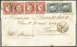 Lettre France Nos 4 Paire Verticale + 6 Bande De Quatre, Obl Losange "PC 2", à Côté Cad "Pointe à Pitre/Guadeloupe" Fév  - Autres & Non Classés