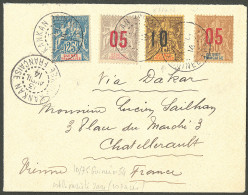 Lettre Cad "Kankan/Guinée Française". Nos 16 + 52 + 54A (chiffres Espacés) + Sénégal 47 Sur Enveloppe Pour Châtellerault - Autres & Non Classés