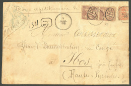 Lettre Ellipse. N°24 Paire Verticale (pd) + France 94 (collé à Cheval), Obl Cad "1/Tor Et Pes Aux Armées 1/Madagascar" S - Andere & Zonder Classificatie