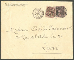 Lettre Ellipse. No 26 + France 97. Cad "1Tor Et Pes Aux Armées 1/Madagascar".  Enveloppe Pour Lyon, 1896. - TB. - RRR - Altri & Non Classificati