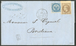 Lettre Losange Ancre Et Cad Octog. "Col. Fr./Paq. Fr. E N°1". CG 4 + 9 Sur Lettre De St Pierre Pour La France, 1873. - T - Andere & Zonder Classificatie